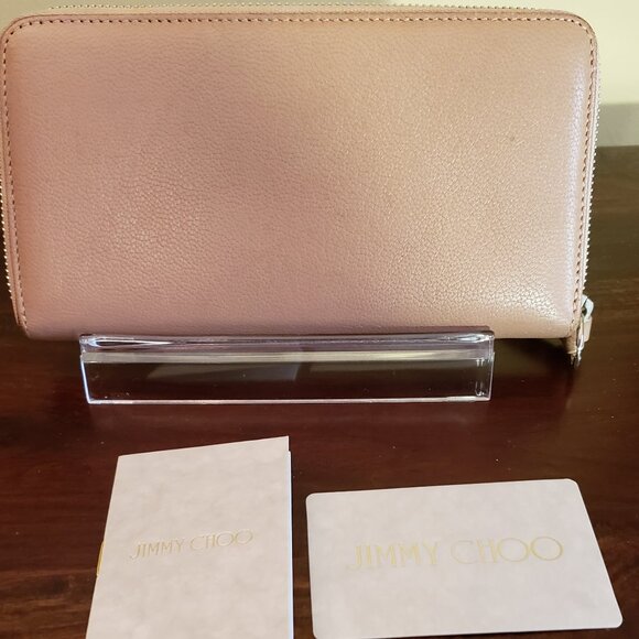 JIMMY CHOO BALLET PINK SOFT GRAINED GOAT LEATHER WALLET - Picture 14 of 15